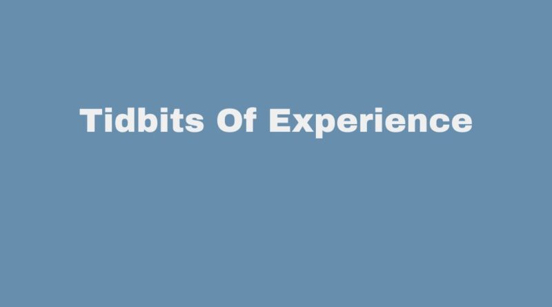 Tidbits Of Experience